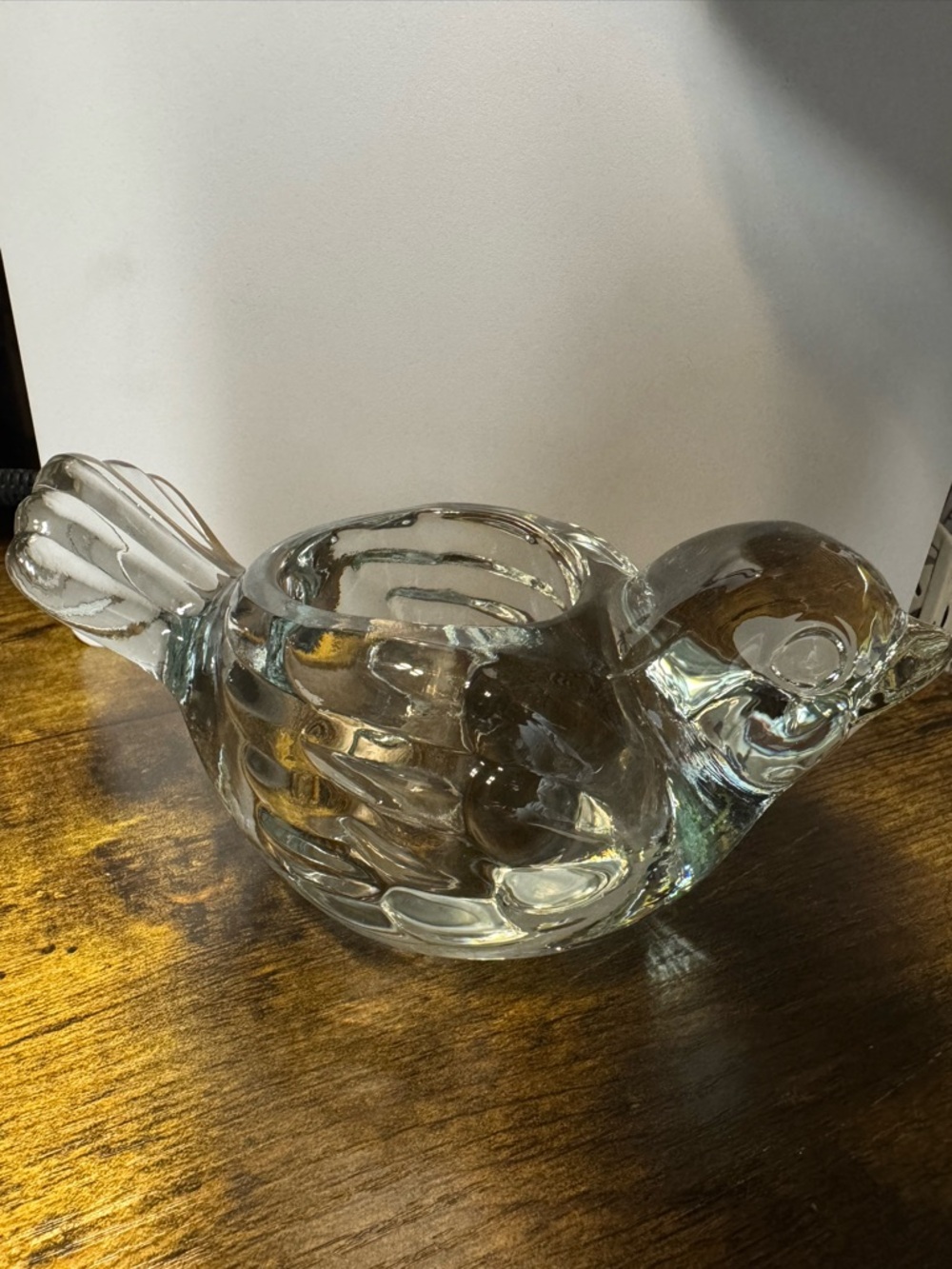 Vintage Clear Glass Bird Candle Holder Figurine Tealight Votive Decor